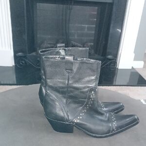 Black Studded Leather Ankle Boots. Penny And Kenny Design. Size 9